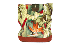 Load image into Gallery viewer, Handmade Red & Green Retro Hawaiian Bark Cloth Backpack