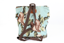 Load image into Gallery viewer, Handmade Light Blue & Brown Hawaiian Bark Cloth Backpack