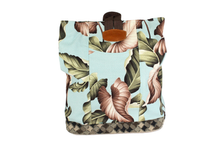 Load image into Gallery viewer, Handmade Light Blue & Brown Hawaiian Bark Cloth Backpack