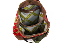 Load image into Gallery viewer, Handmade Red Bird of Paradise Hawaiian Bark Cloth Backpack