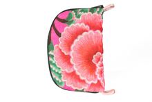 Load image into Gallery viewer, Bright Pink Floral Linen Jewelry/Sewing Case | Storage for Earrings, Pins, Needles