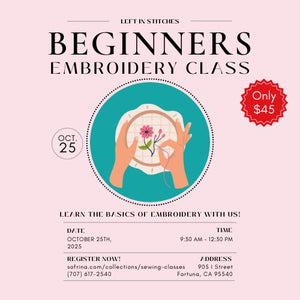 Beginners Embroidery Class Registration - October 25th