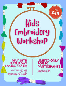 Kids Embroidery Workshop Registration - May 18th