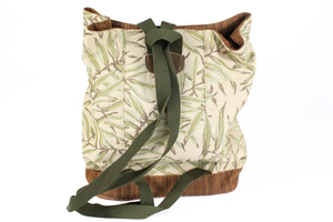 Handmade Bamboo Green & Light Gold Backpack