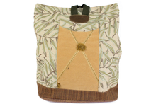 Load image into Gallery viewer, Handmade Bamboo Green &amp; Light Gold Backpack
