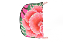 Load image into Gallery viewer, Bright Pink Floral Linen Jewelry/Sewing Case | Storage for Earrings, Pins, Needles
